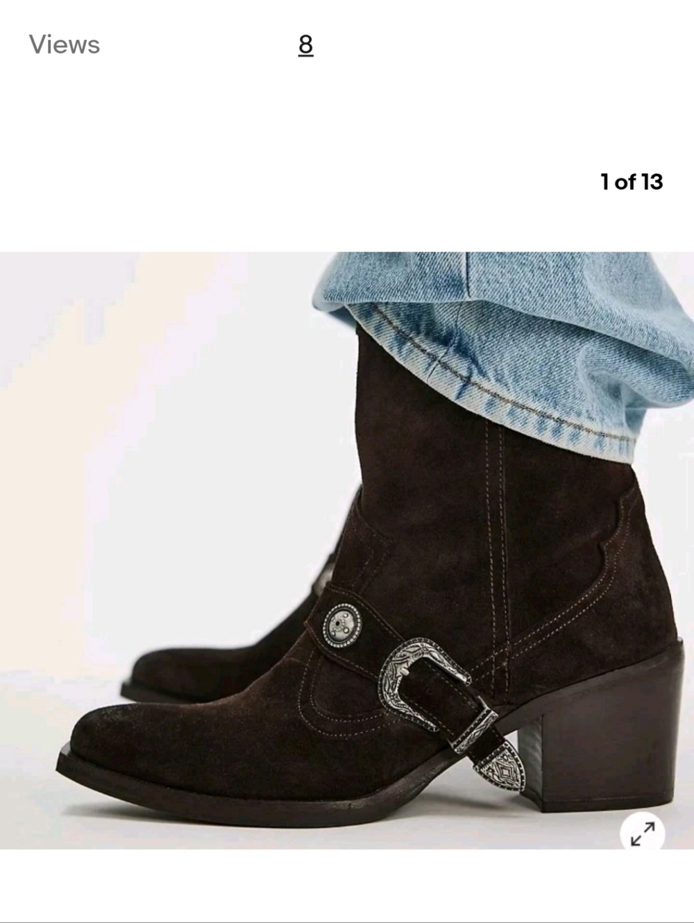 Free People Black Suede Ankle Boots with Western Buckle